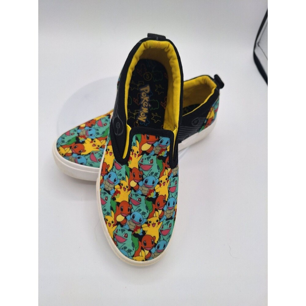 NEW GroundUP Pokemon PIKACHU Slip-On Canvas Sneaker Shoes Unisex Big Kids Size 5